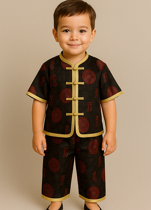 Костюм, стилізований під традиційний китайський одяг.