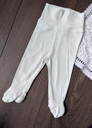 Білі молочні повзунки штани базові з широким поясом для новонароджених 50 см h&m
