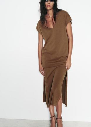Вареное платье миди от zara, размер s, м
