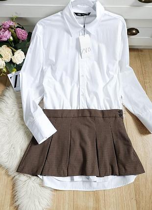 Кoмбинированное платье-рубашка от zara, размер м