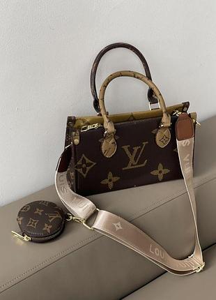 Сумка louis vuitton monogram reverse onthego женская lv луи витон коричневая мини шопер крос боди