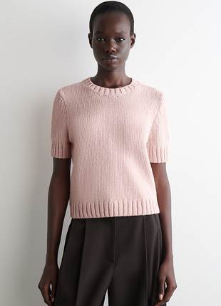 Хлопковая вязаная футболка cos 1309263002