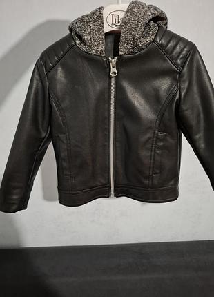 Куртка кож.зам на хлопчика з капюшоном