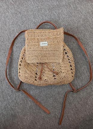 Рюкзак из плетёной соломки на подкладке verde греция