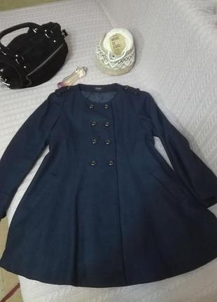 Красивое актуальное темно синее пальто, р.16 (14/18) f&f