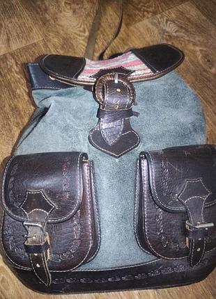 Рюкзак шкіряний замшевий з буйволовою шкірою натуральний