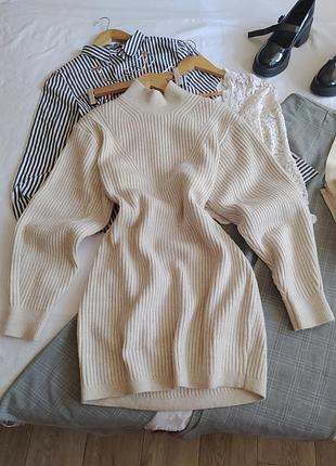 Белая коттоновая хлопковая ярусная сукнв миди оверсайз