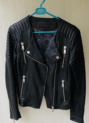 Куртка женская натуральная кожа черная косуха