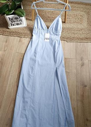 Сyкня хлопковая миди с плетеными бретелями от zara, размер м❤️