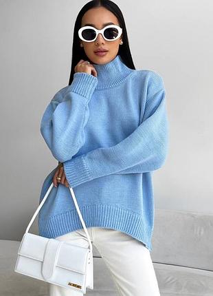 Накладной платеж ❤ 50% шерсть теплый оверсайз свитер мирер под горло с асимметричным низом