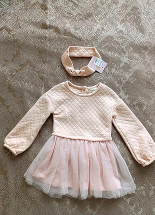 Теплое платье babydoll btween+ повязка на голову