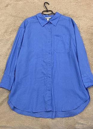 Лляна сорочка з бавовною оверсайз подовжена