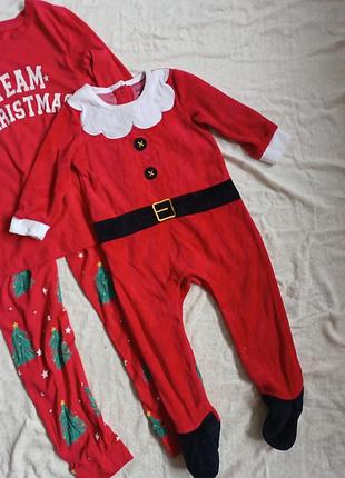 Человечек новогодний рождественский санта клаус велюровый велюр 12-18 месяцев 80 86 см