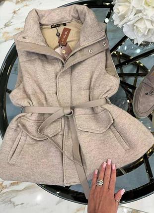 Жилетка бежева/сіра на поясі тканева текстильна лоро