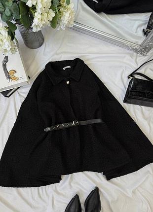 Жіноче пончо букле каракуль чорне мод.4226