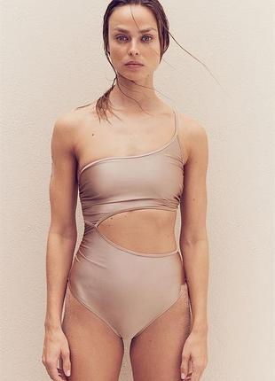 Купальник бронза суцільний на одне плече h&m
