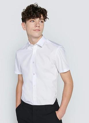 George. англия белая рубашка slim fit с коротким рукавом. возраст 11-12 лет.