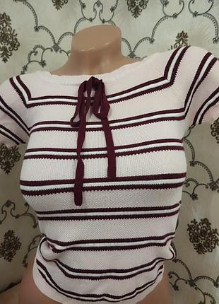 Топ футболка в полоску розовый bershka размер 34 36