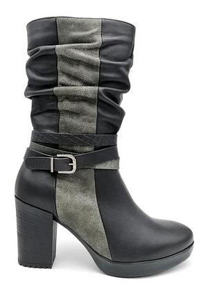 Напівчоботи ботильйони жіночі шкіряні kordel на підборах 7 см.