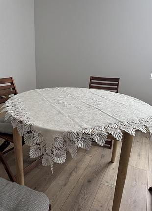 Скатертина з мереживом 120х120 см молочна ikea