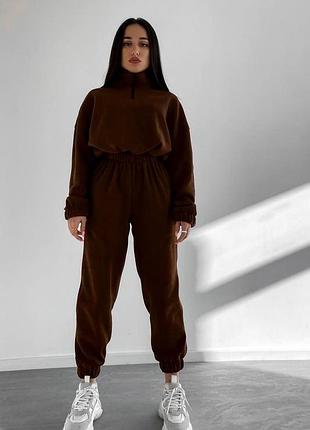 Жіночий теплий шоколадний спортивний костюм двійка