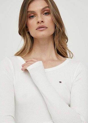 Лонгслів лонг гольф в рубчик білий бавовняний