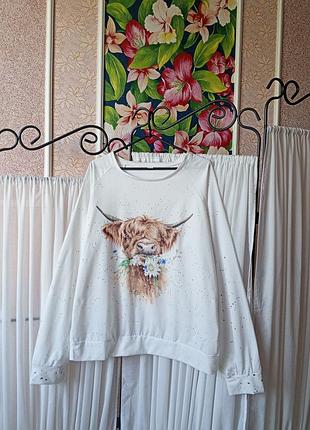 Красивий молочний світшот з принтом.