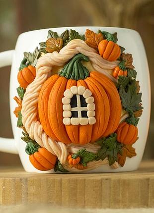 Чашка с декором тыквы 400 мл