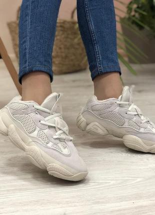 Adidas yeezy boost 500 beige зимние кроссовки в бежевом цвете8 фото