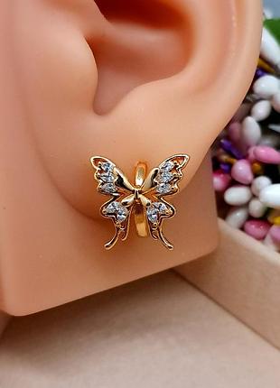 Серьги кольца бабочки медицинское золото размер 15×15 мм xuping 6057