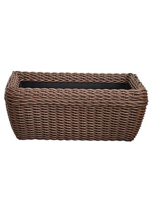 Кашпо прямоугольное 60 литров (горшок для цветов и растений),вазон из ротанга ручной работы. молочный шоколад