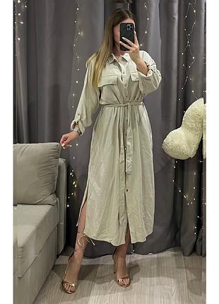 Сукня з поясом льон