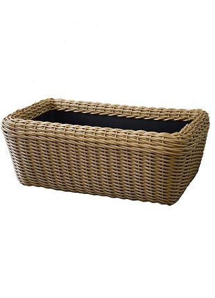 Кашпо прямокутне 60 літрів (горщик для квітів та рослин), вазон зі штучного ротангу ручної роботи.