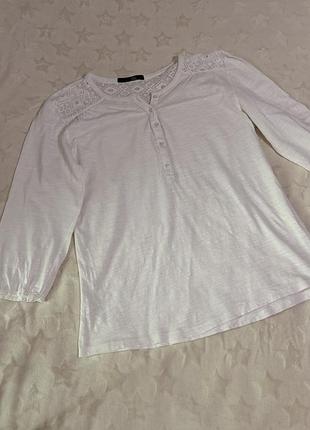 🤍 легка біла блуза з мереживом 🤍
