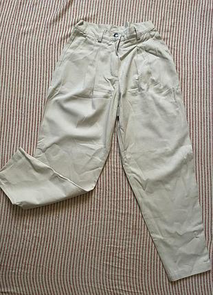 Легкі бавовняні кремові жіночі штани