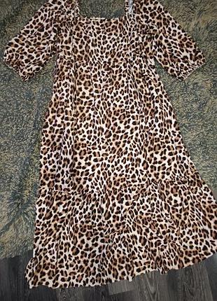Актуальное миди платье сарафан в принт леопард тренд вискоза размер 48 л хл