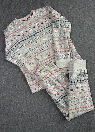 Піжама дитяча. котонова піжама на 3-4 роки. новорічна трикотажна піжама для дівчинки 3-4 роки