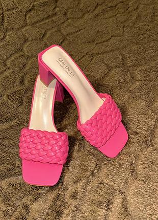 Шльопанці ❣️ жіночі каблук рожеві 36 (23 см) екошкіра