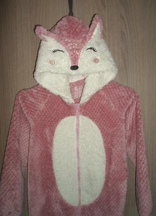 Кигуруми пижама слип лиса флисовый 10-11 лет рост 140-146