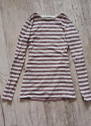 Бело-коричневая кофта женская лонг s