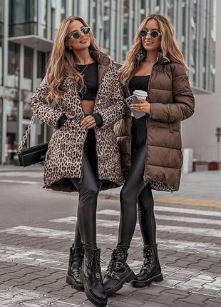 Жіноча стильна подовжена двостороння куртка