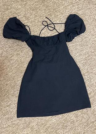 Міні сукня zara чорного кольору з відкритою спиною  на завʼязках в розмірі l