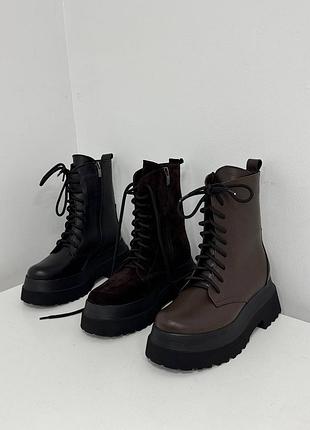Натуральные кожаные и замшевые демисезонные и зимние ботинки - берцы на высокой подошве