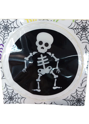 Наклейка для халауїну скелет 8 см біло-чорний