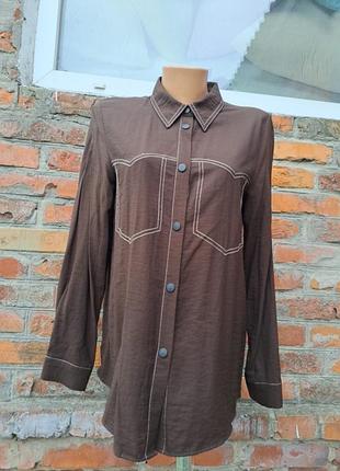 Шоколадная рубашка zara m-l