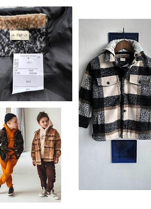 Теплая куртка рубашка демисезон в клетку на мальчика 7-8  лет