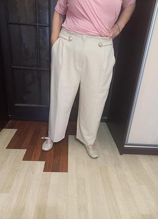 Красивые новые женские брюки из плотной светлой ткани, батал, 52 размер, primark.