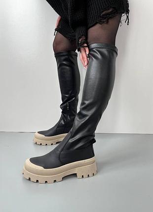 4938 акція зама шикарні ботфорти натуральна шкіра хутро до кісточки