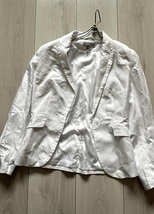 Білий лляний котоновий піджак next розмір 6 xs