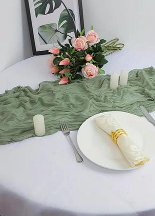 Ранер скатертина зелена на стіл 180*65 см доріжка на стіл, декор столу